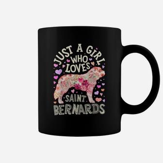 Just A Girl Who Loves Saint Bernards St Bernard Dog Flower Coffee Mug | Crazezy