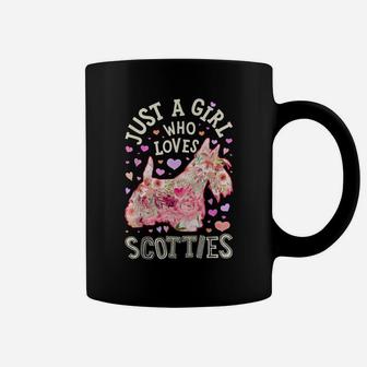 Just A Girl Who Loves Scotties Scottish Terrier Dog Flower Coffee Mug | Crazezy