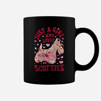 Just A Girl Who Loves Scotties Scottish Terrier Dog Flower Coffee Mug | Crazezy DE