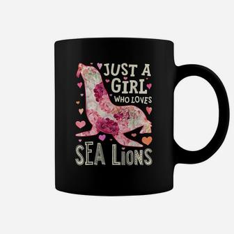 Just A Girl Who Loves Sea Lions Flower Floral Gifts Animal Coffee Mug | Crazezy CA