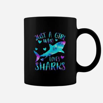 Just A Girl Who Loves Sharks Galaxy Shark Lover Girls Coffee Mug - Thegiftio UK