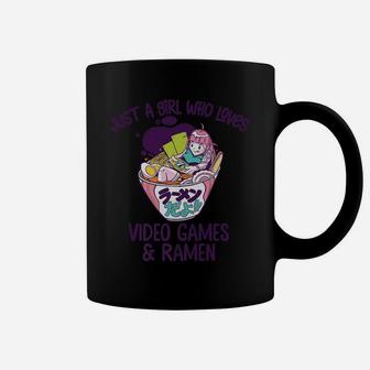 Just A Girl Who Loves Video Games And Ramen Funny Gamer Gift Coffee Mug | Crazezy