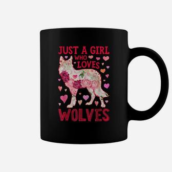 Just A Girl Who Loves Wolves Funny Wolf Silhouette Flower Coffee Mug | Crazezy AU