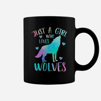 Just A Girl Who Loves Wolves Watercolor Cute Wolf Lover Gift Coffee Mug | Crazezy AU