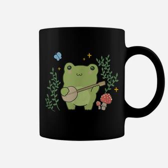 Kawaii Cute Frog Banjo Butterfly - Cottagecore Aesthetic Coffee Mug | Crazezy