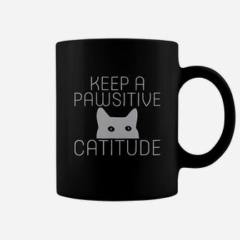 Keep A Pawsitive Catitude Cat Coffee Mug | Crazezy