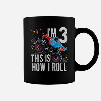 Kids 3 Year Old Shirt 3Rd Birthday Boy Monster Truck Car T Shirt Coffee Mug | Crazezy