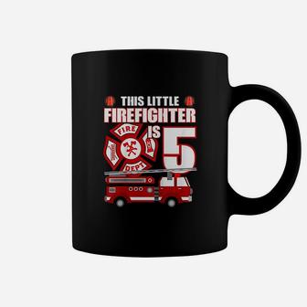 Kids 5 Year Old Firefighter Birthday Party Fire Truck 5Th Gift Coffee Mug | Crazezy CA