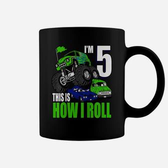 Kids 5 Years Old 5Th Birthday Monster Trucks Boys Coffee Mug | Crazezy UK