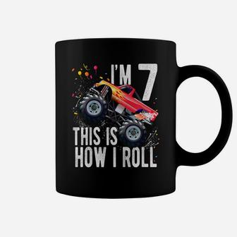 Kids 7 Year Old Shirt 7Th Birthday Boy Monster Truck Car T Shirt Coffee Mug | Crazezy DE