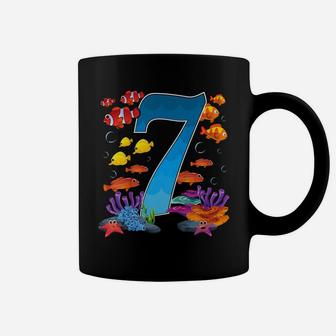 Kids 7 Year Old Under The Sea Birthday Ocean Fish Theme 7Th Gift Coffee Mug | Crazezy UK