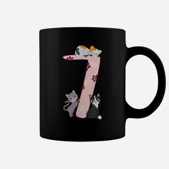 Kids 7Th Birthday Girl Cats Outfit 7 Years Old Gift Coffee Mug | Crazezy CA