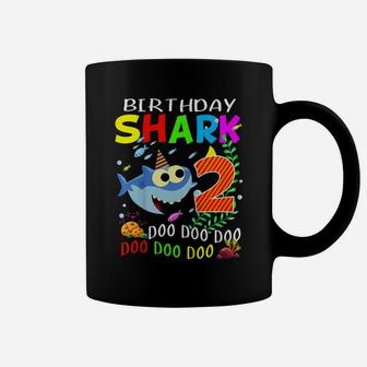 Kids Birthday Shark 2 Years Old Boys And Girls 2Nd Birthday Gift Coffee Mug | Crazezy DE