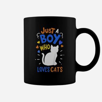 Kids Cat Just A Boy Who Loves Cats Gift For Cat Lovers Coffee Mug | Crazezy AU