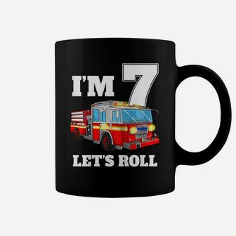 Kids Fire Truck 7Th Birthday T Shirt Boy Firefighter 7 Year Old Coffee Mug | Crazezy