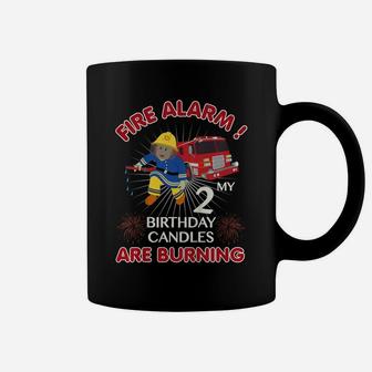 Kids Fire Truck And Firefighter 2Nd Birthday Boy 2 Year Old Coffee Mug | Crazezy CA