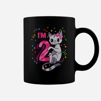 Kids Girls 2Nd Birthday Outfit I'm 2 Years Old Cat Kitty Kitten Coffee Mug | Crazezy