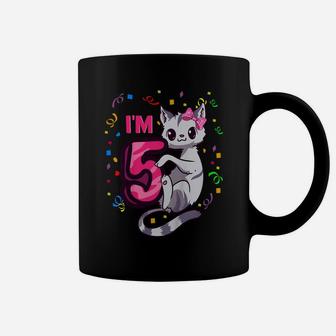Kids Girls 5Th Birthday Outfit I'm 5 Years Old Cat Kitty Kitten Coffee Mug | Crazezy