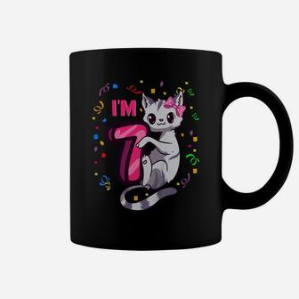 Kids Girls 7Th Birthday Outfit I'm 7 Years Old Cat Kitty Kitten Coffee Mug | Crazezy