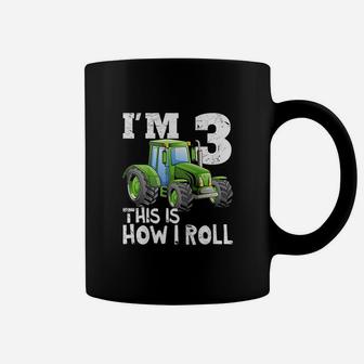 Kids Green Farm Tractor 3Rd Birthday Party Gift 3 Year Old Coffee Mug | Crazezy DE