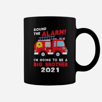 Kids Im Going To Be A Big Brother Firetruck Baby Reveal Coffee Mug - Monsterry