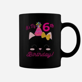 Kids Its My 6Th Birthday Shirt Girl Kitty Cat Theme Party Six Coffee Mug | Crazezy UK