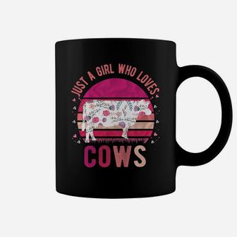 Kids Just A Girl Who Loves Cows Vintage Retro Gift Coffee Mug | Crazezy AU