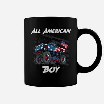 Kids Monster Truck Gift All American Usa Flag - Boys 4Th Of July Coffee Mug | Crazezy