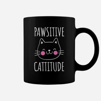 Kids Pawsitive Cattitude Funny Cat Mom Cat Lover Toddler Girls Coffee Mug | Crazezy DE