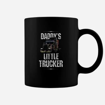 Kids Semi Truck Boys Gift Daddy Little Trucker Coffee Mug | Crazezy