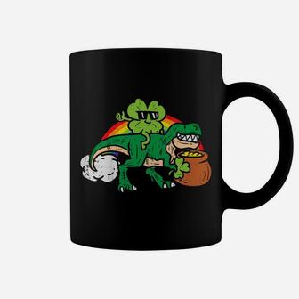 Kids Shamrock T-Rex Dino Rainbow Clover St Patrick Day Boys Gift Coffee Mug | Crazezy CA