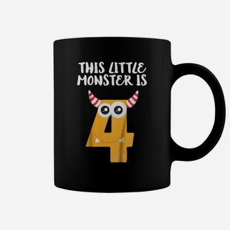 Kids This Little Monster Is 4 - 4Th Birthday Shirt For 4 Year Old Coffee Mug | Crazezy UK