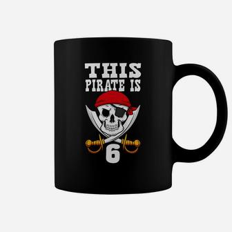 Kids This Pirate Is 6 Pirate Themed 6Th Birthday Party Boy Coffee Mug | Crazezy AU