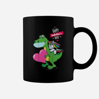 Kids Toddler Boy Valentine Unicorn Riding T-Rex Candy Heart Coffee Mug - Monsterry UK