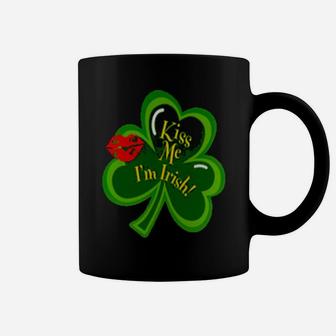 Kiss Me Im Irish Red Lips Shamrock Novelty Art Coffee Mug - Monsterry CA