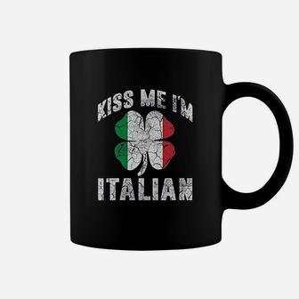Kiss Me Im Italian Vintage Green Shamrock St Patricks Day Coffee Mug | Crazezy CA