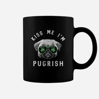 Kiss Me Im Pugrish Funny Saint Patricks Day Pug Irish Clover Coffee Mug | Crazezy AU