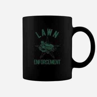 Lawn Enforcement Funny Lawnmower Police Cop Coffee Mug | Crazezy CA