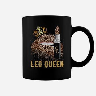 Leo Queen Leopard Lips Shirt Leo Coffee Mug | Crazezy