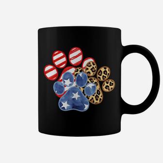 Leopard American Flag Hearts 4Th Of July Dog Paw Print Cute Coffee Mug | Crazezy UK
