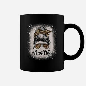 Leopard Aunt Life Messy Bun Bleached Auties Girl Mothers Day Coffee Mug | Crazezy UK