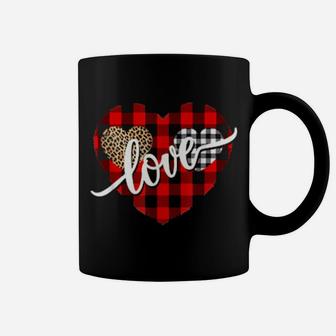 Leopard Buffalo Plaid Love Valentines Day Hearts Coffee Mug - Monsterry CA