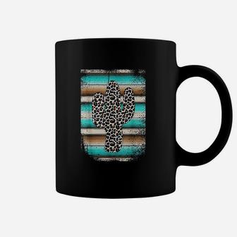 Leopard Cactus Serape Cactus Print Turquoise Brown Coffee Mug | Crazezy