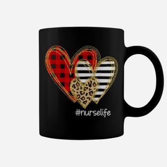 Leopard Red Plaid Striped Hearts Nurse Life Valentine's Day Coffee Mug - Monsterry CA