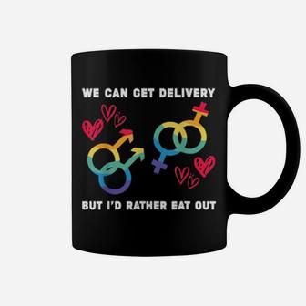 Lesbian Flag Rainbow Pride Eat Out Valentines Day Coffee Mug - Monsterry