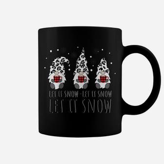 Let It Snow Winter Gnome Leopard Buffalo Plaid Snowflakes Raglan Baseball Tee Coffee Mug | Crazezy