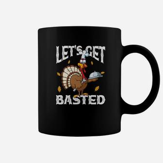 Lets Get Basted Thanksgiving Funny Drinking Turkey 2 Coffee Mug - Thegiftio UK