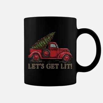 Let's Get Lit Christmas Design - Old Truck With A Xmas Tree Sweatshirt Coffee Mug | Crazezy