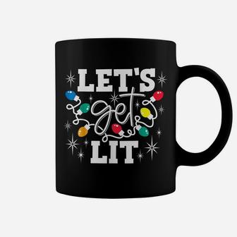 Let's Get Lit Drinking Santa Hat Christmas Lights Funny Coffee Mug | Crazezy AU