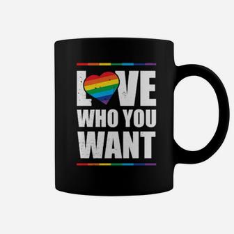 Lgbt Love Who You Want Gay Pride Rainbow Heart Gift Coffee Mug - Monsterry DE
